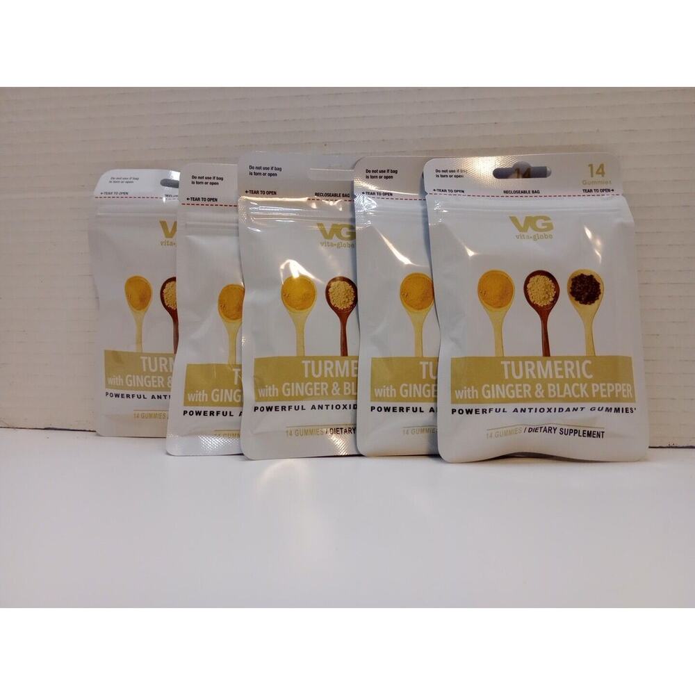 (6) Vita Globe Turmeric Ginger Black Pepper Gummies Antioxidant Gluten-Free NEW